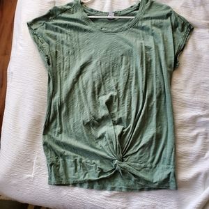 Jade green maternity T-shirt front knot detail